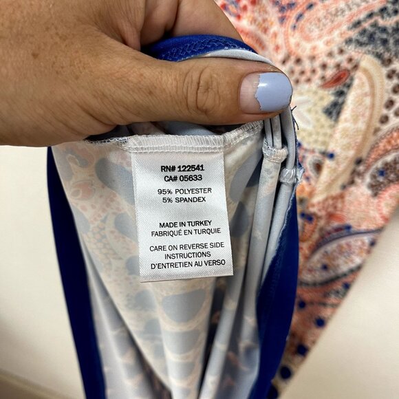 Isle by Melis Koran Blue & Orange Paisley Summer Dress sz Small - Picture 5 of 5